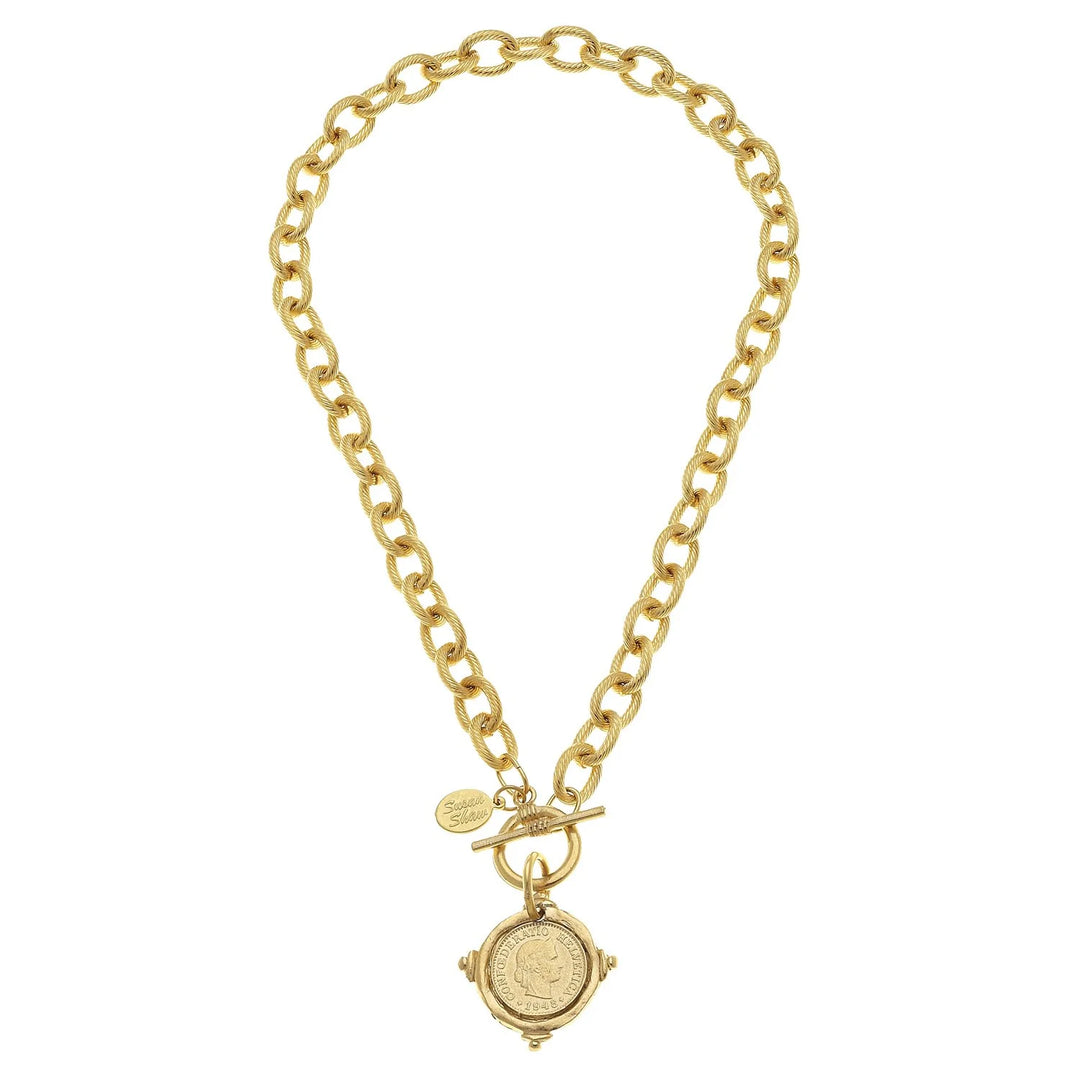 Susan Shaw Coin Toggle Necklace