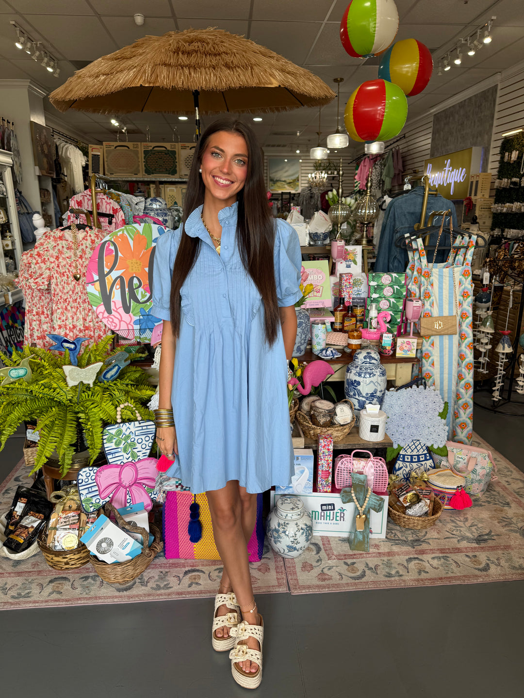 Baby Blue Pintuck Dress