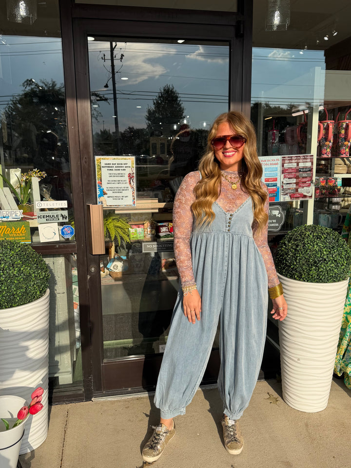 Light Wash Denim Jumpsuit