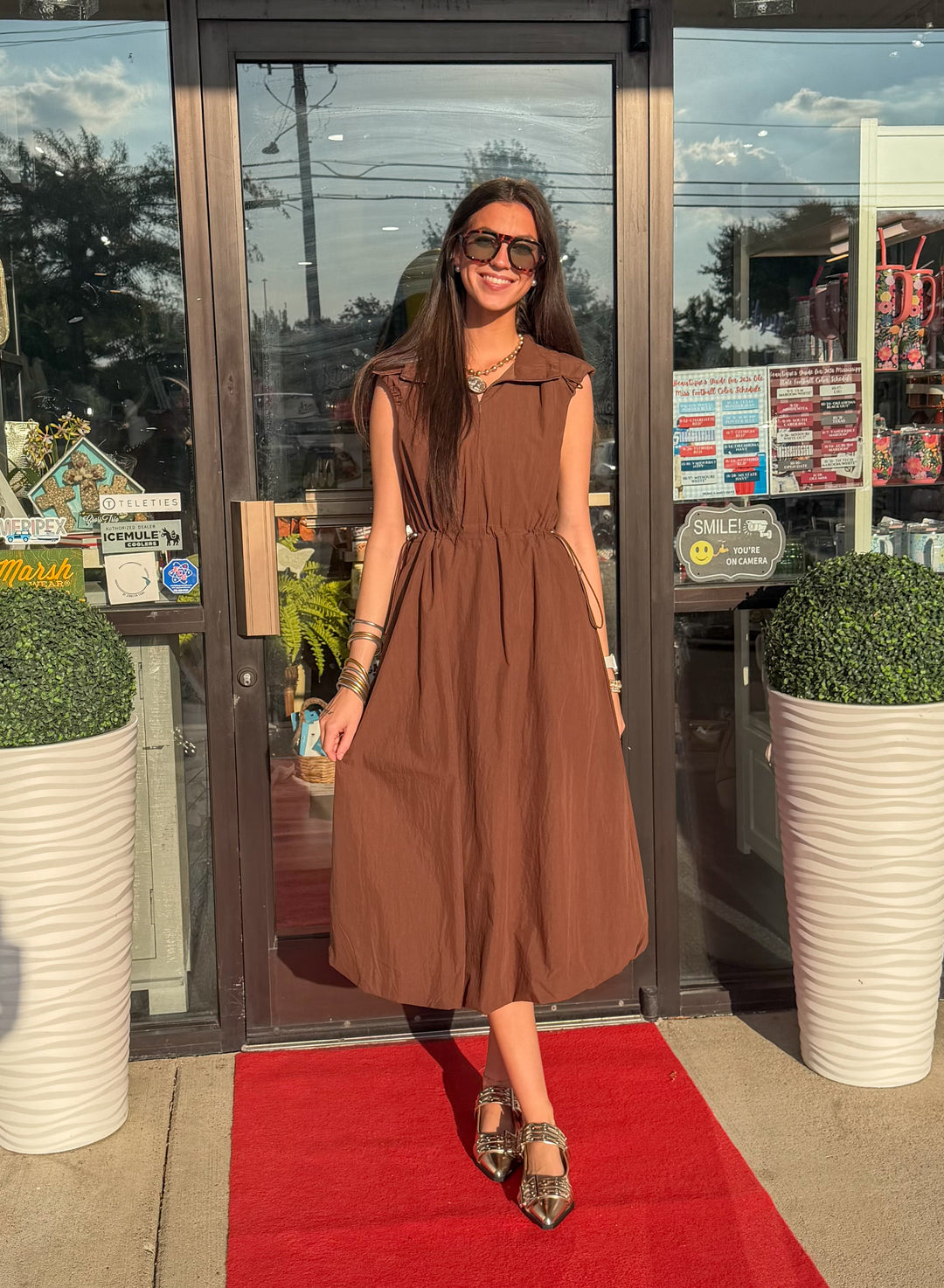 Mocha Active Long Bubble Hem Dress