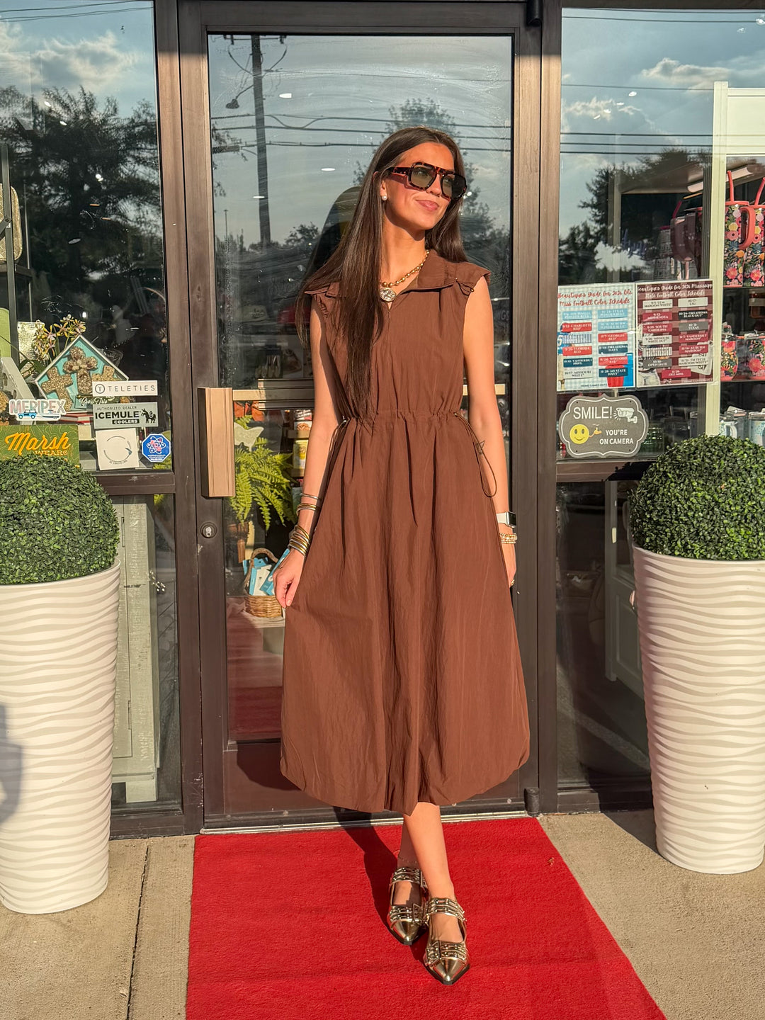 Mocha Active Long Bubble Hem Dress