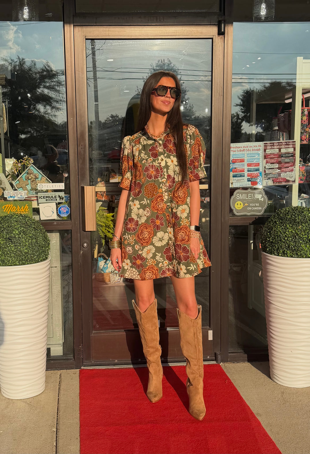Olive Rust Floral Dress