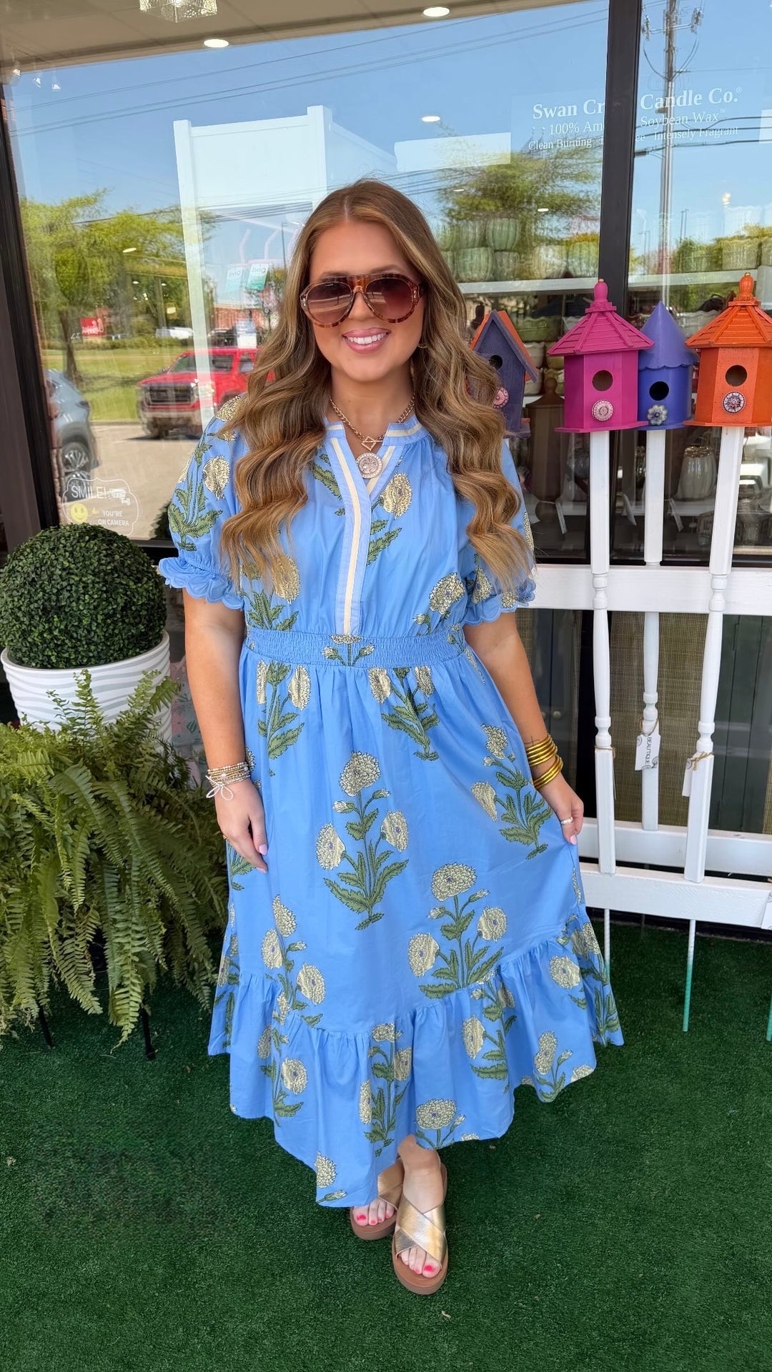 Umgee Perwinkle Flower Long Dress