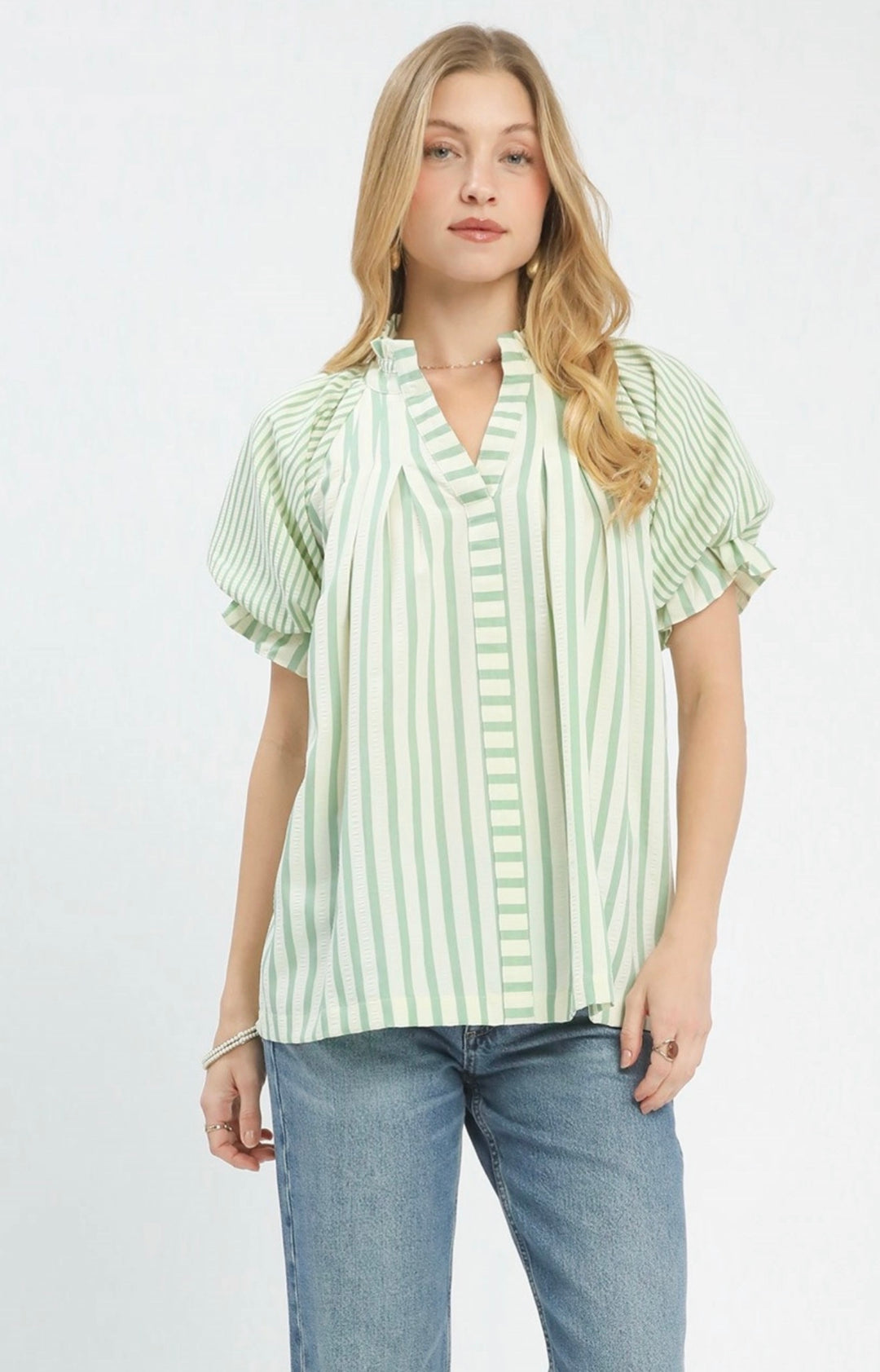 Umgee Seafoam Stripe Top