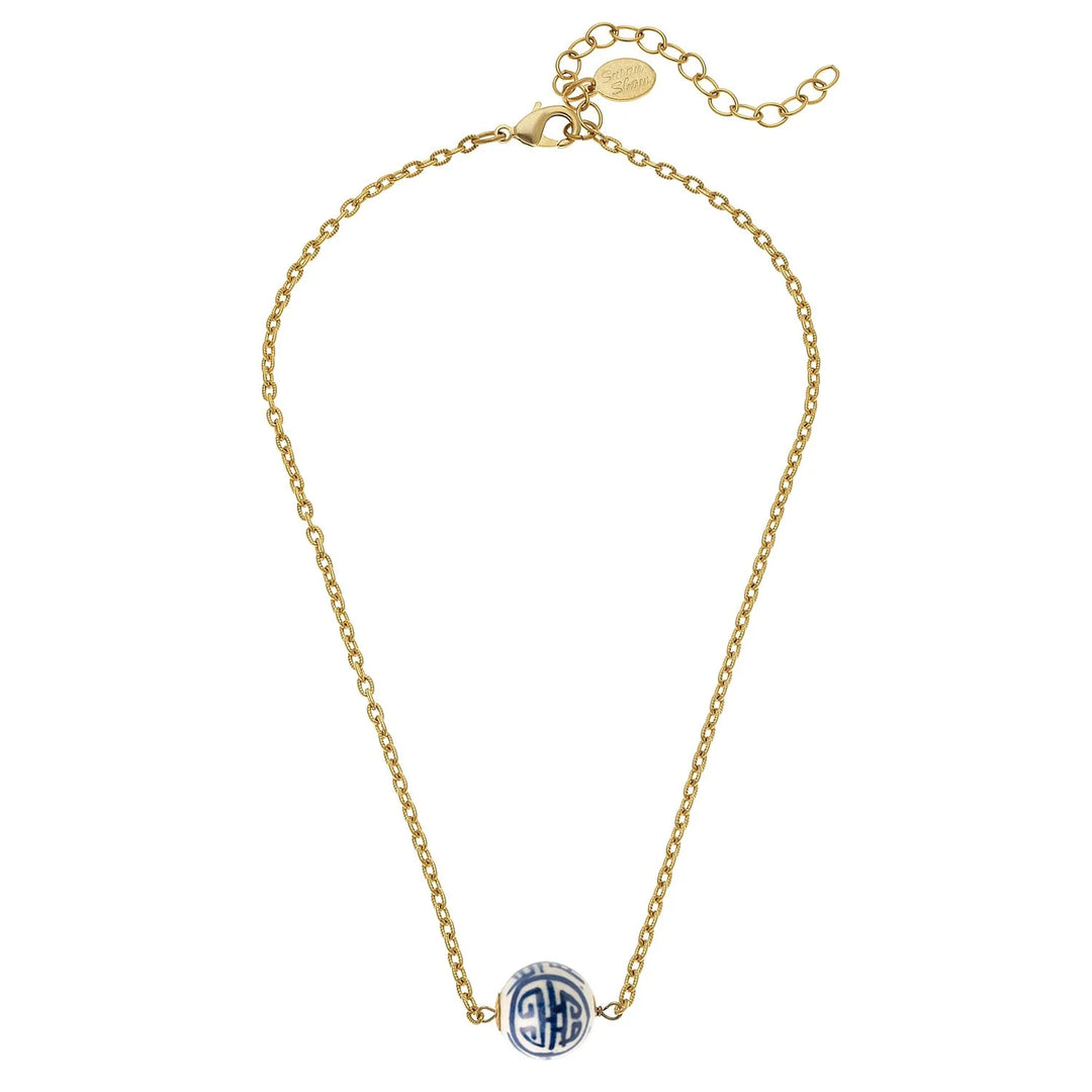 Susan Shaw Blue & White Allie Bead Necklace