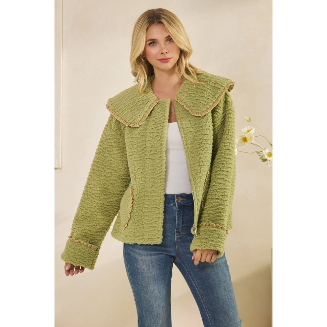 Texture Sherpa Peterpan Collar Short Jacket