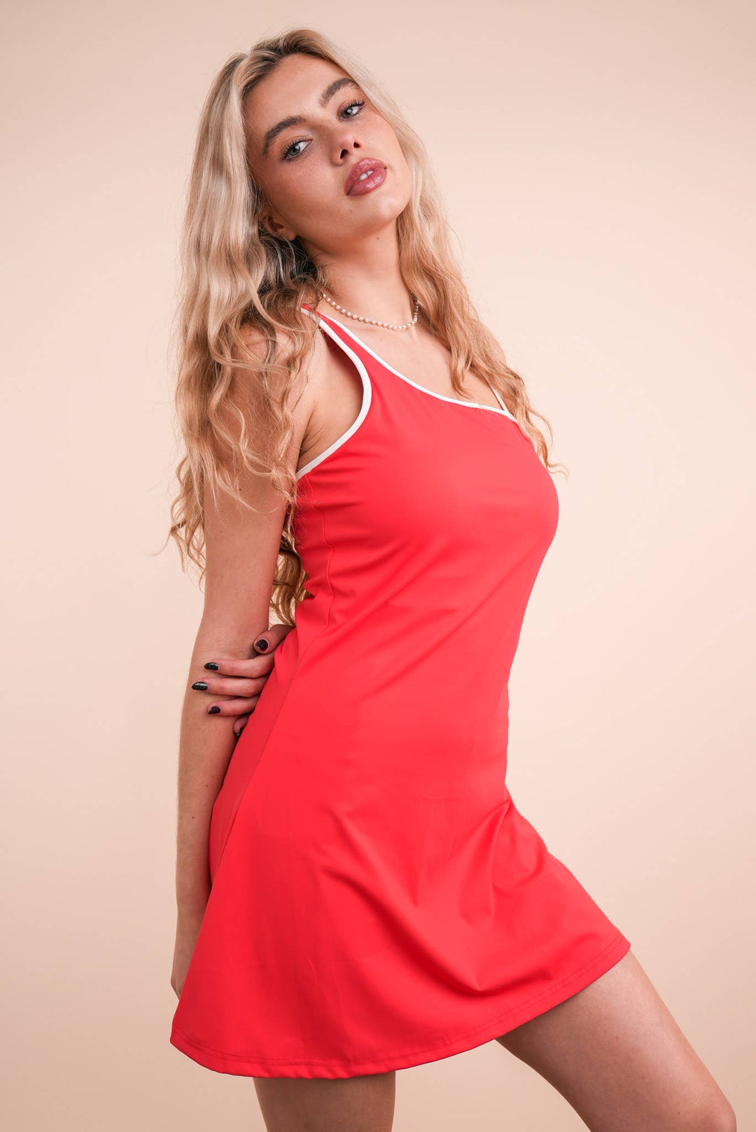 ND31660-Activewear Mini Dress with Inside Lining