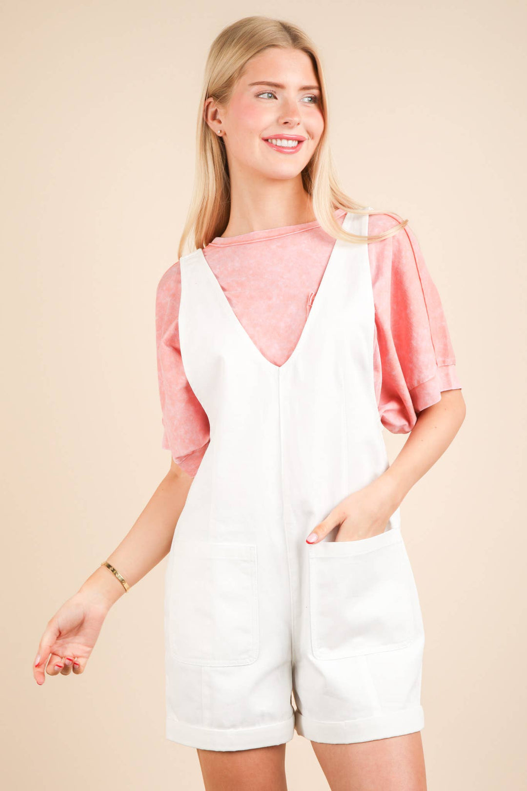 NP70785-Washed Denim Casual Romper