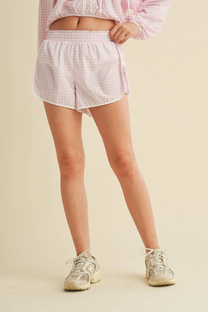 Gingham Print On Point Shorts Blue