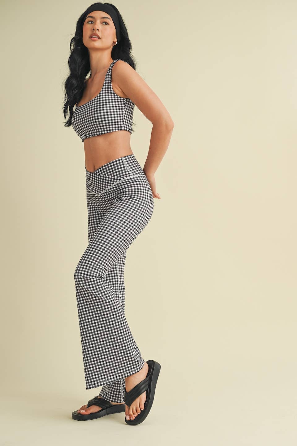 Gingham Print Ruched Bra Top