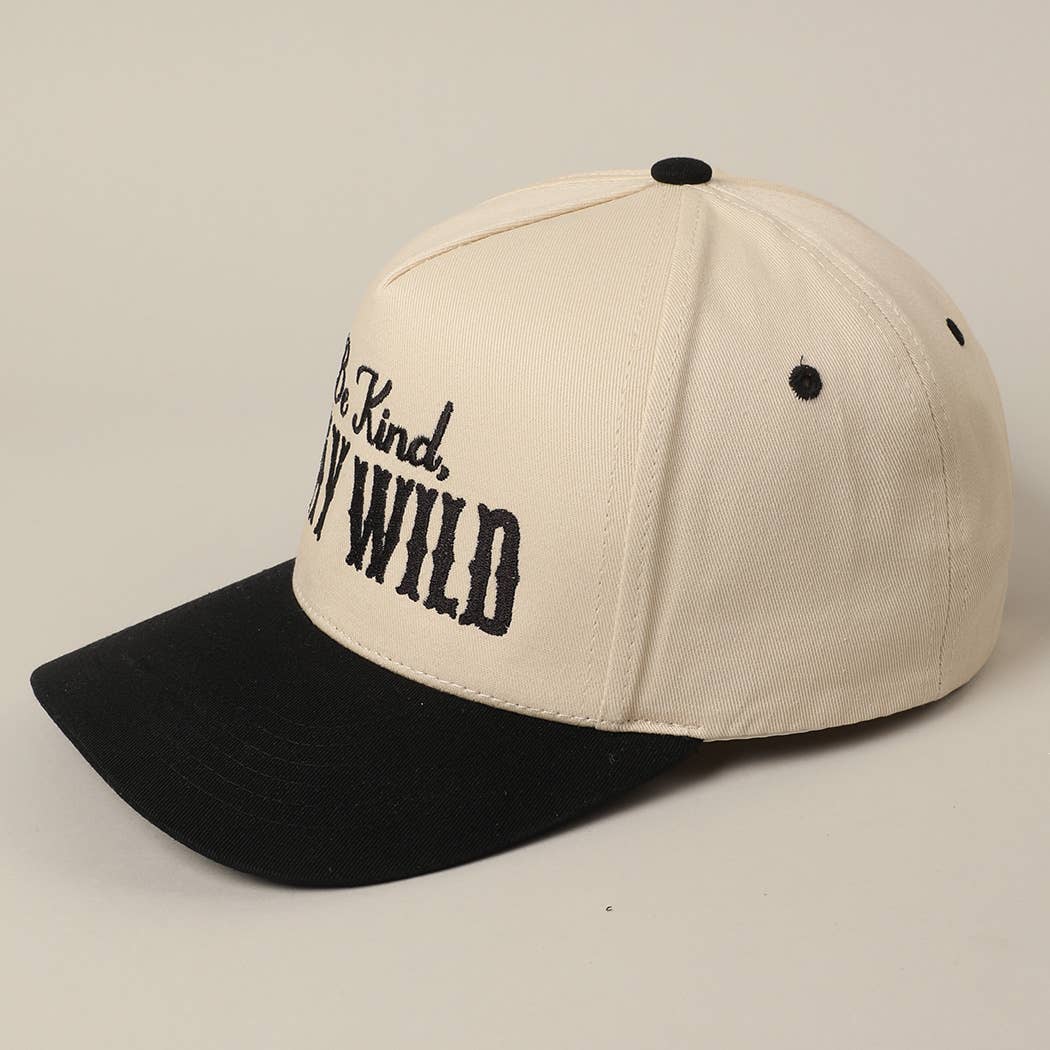 Be Kind Stay Wild Lettering Embroidery Trucker Hat