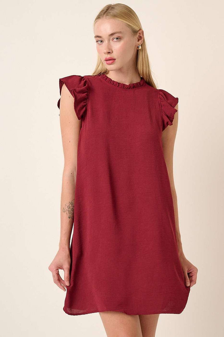 RUFFLE SLEEVE MINI DRESS