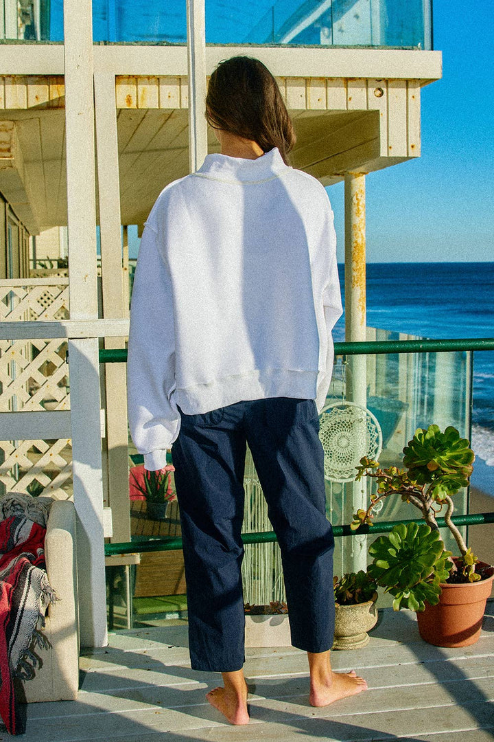 Reversible Graphic Mock-Neck Crop Sweatshirt