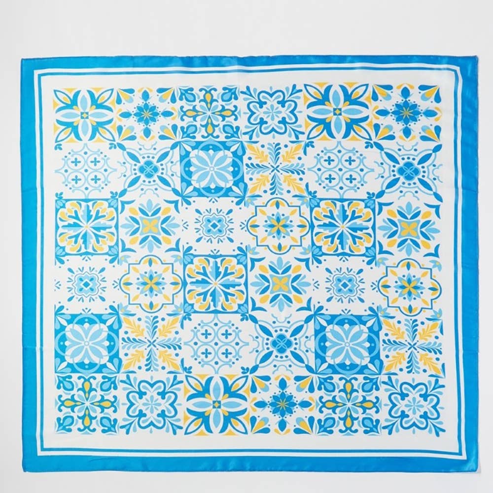 Mosaic Tiles Print Pink Square Bandana Scarf