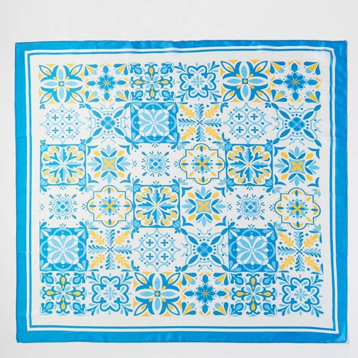 Mosaic Tiles Print Pink Square Bandana Scarf