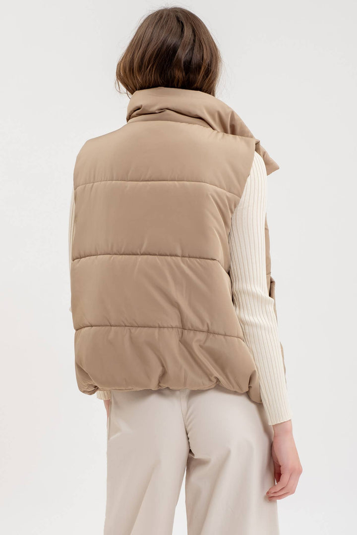 SOLID ZIP UP PUFFER VEST