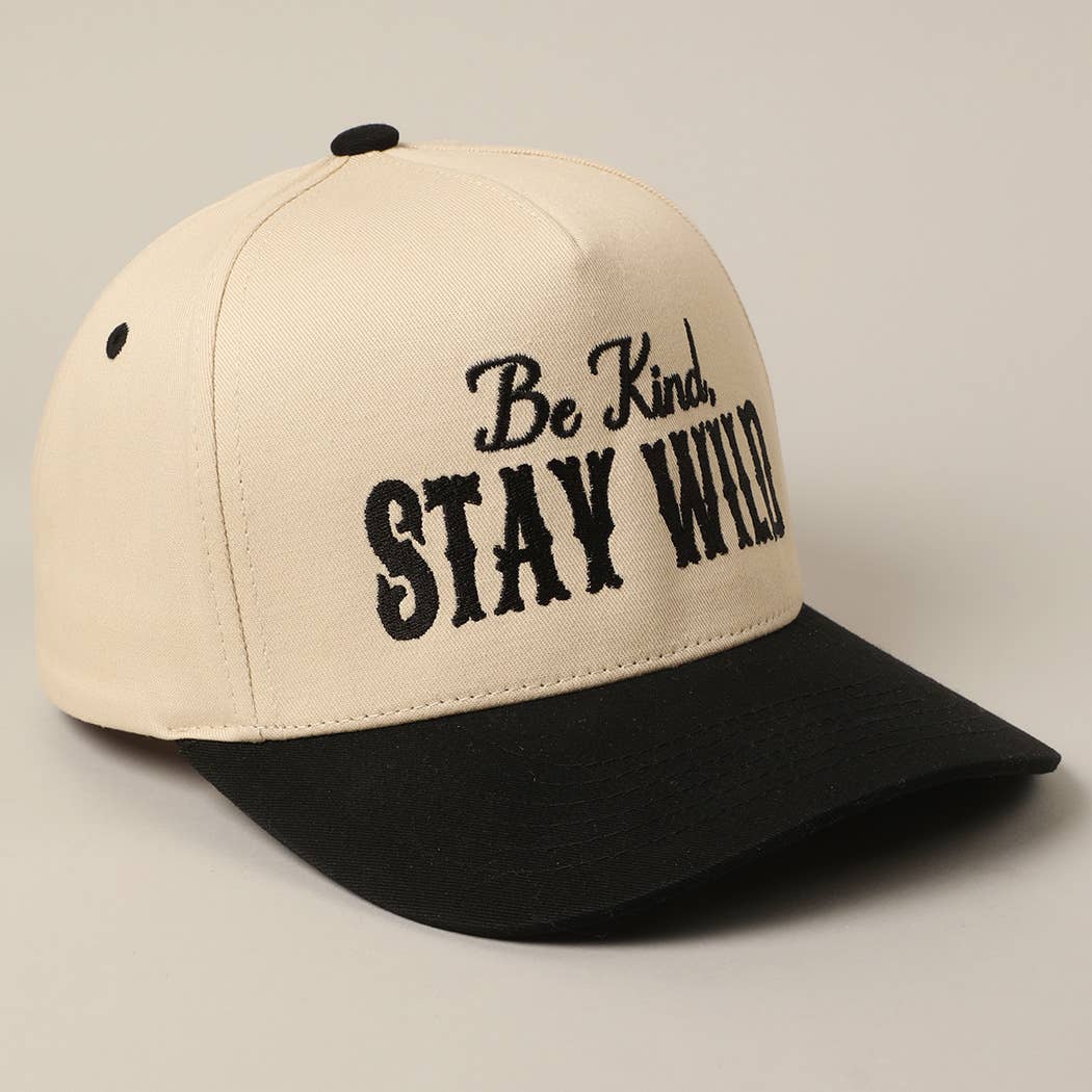 Be Kind Stay Wild Lettering Embroidery Trucker Hat