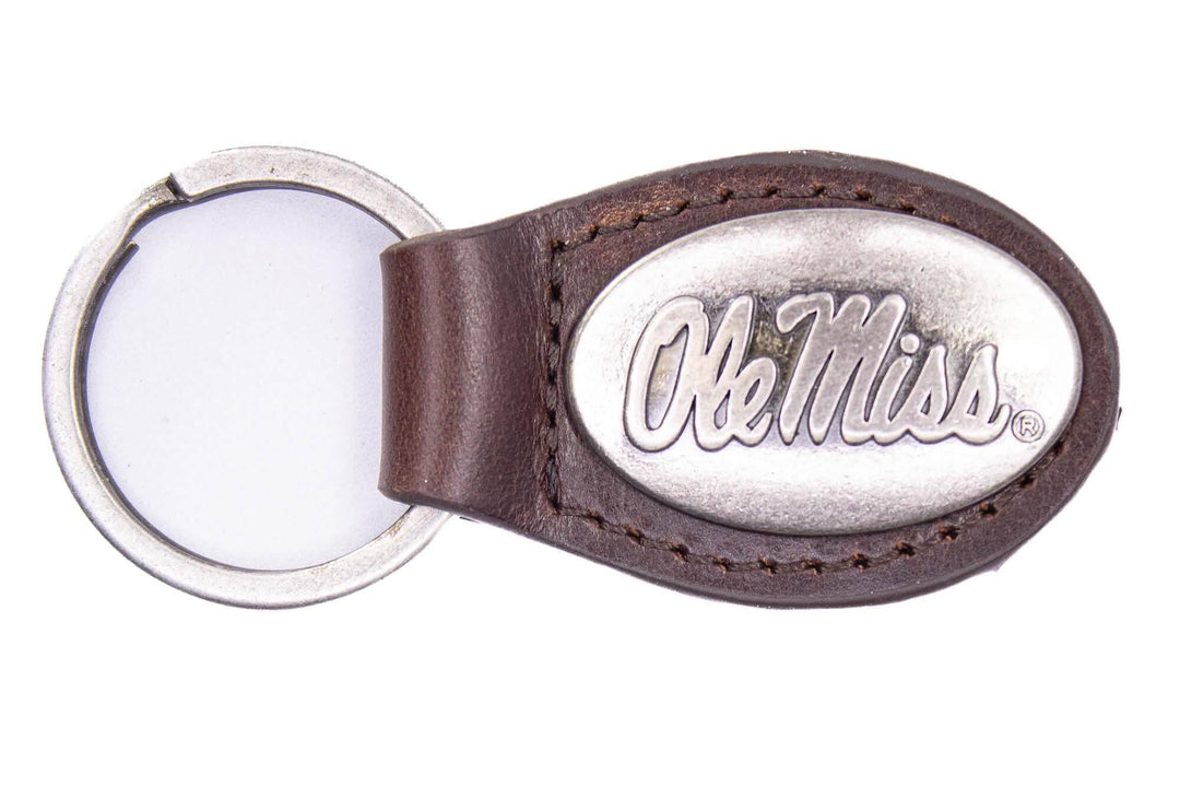 Ole Miss Rebels Oval Leather Key Fob