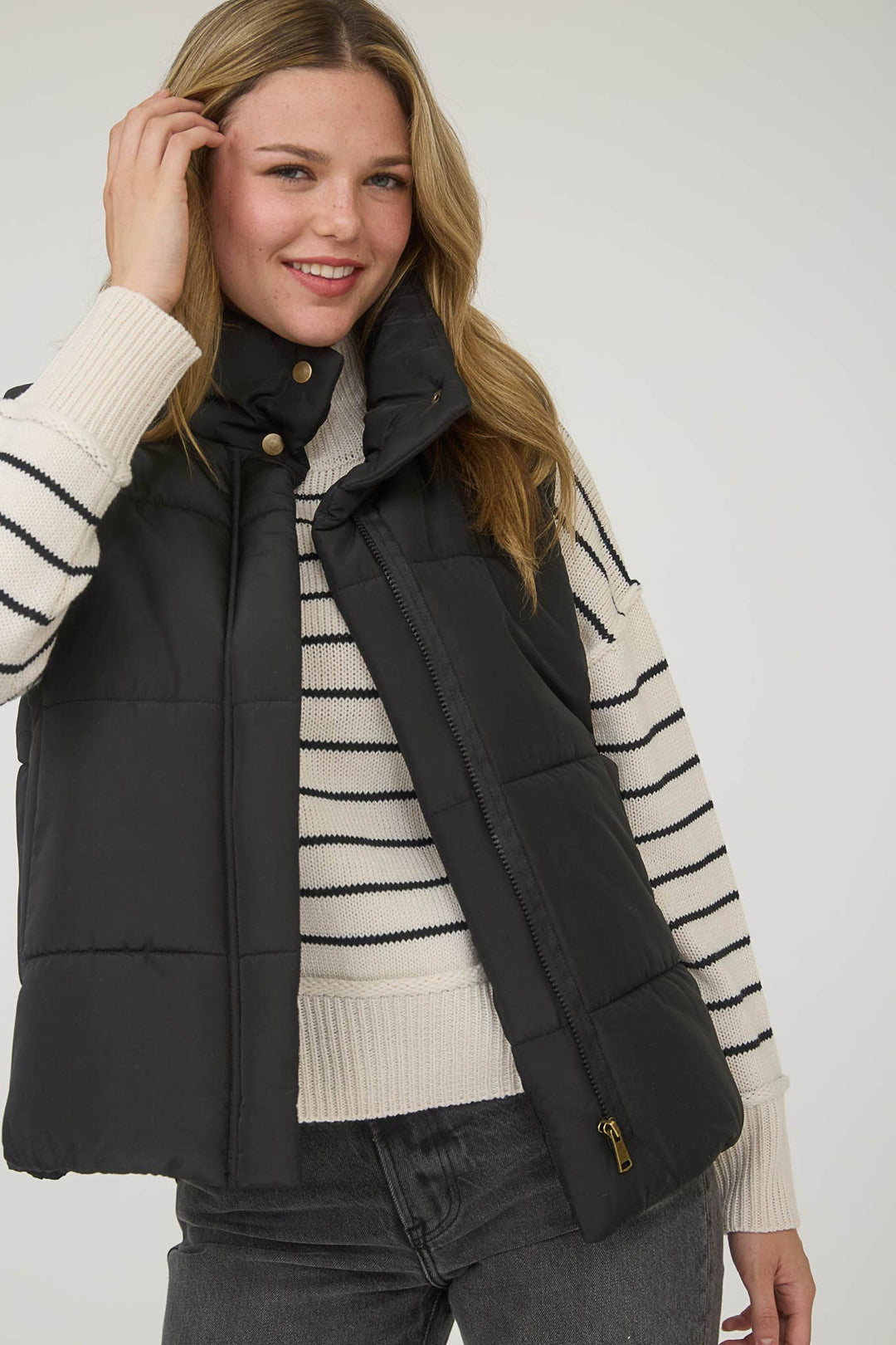 SOLID ZIP UP PUFFER VEST