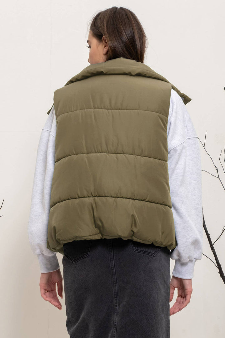 SOLID ZIP UP PUFFER VEST