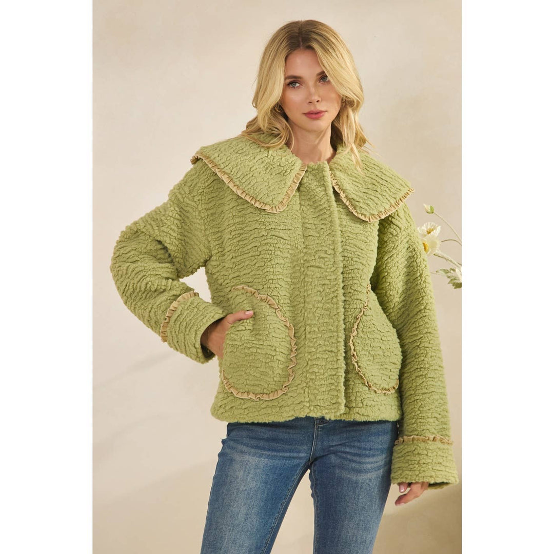 Texture Sherpa Peterpan Collar Short Jacket