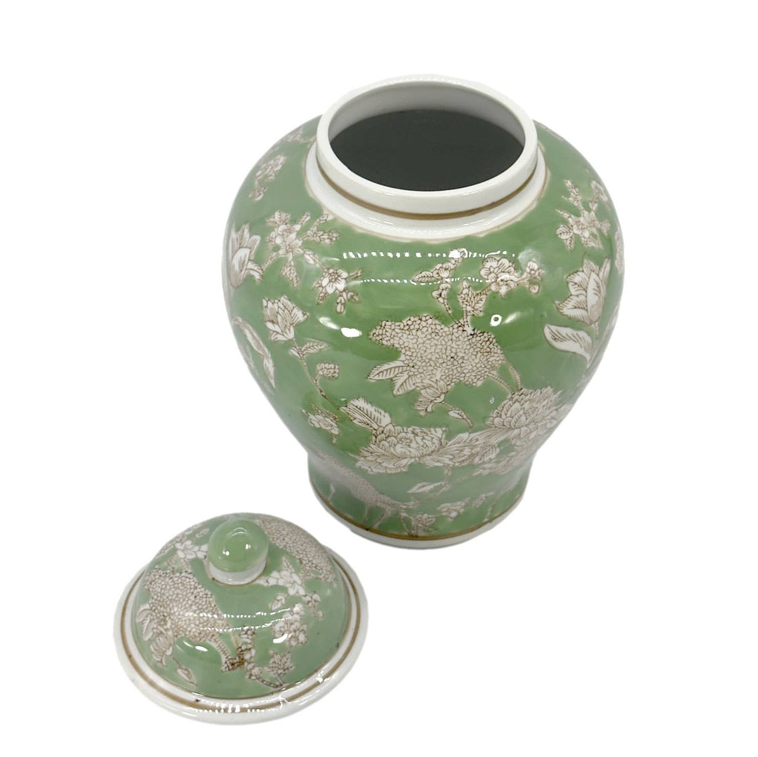 Floral Chinoiserie Ceramic Ginger Jar 12"