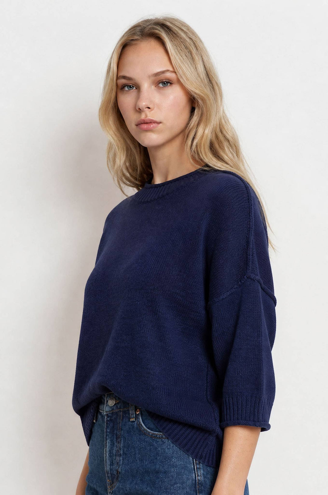 EXPOSED SEAM DROP SHOULDER SHORT SLEEVE PULLOVER