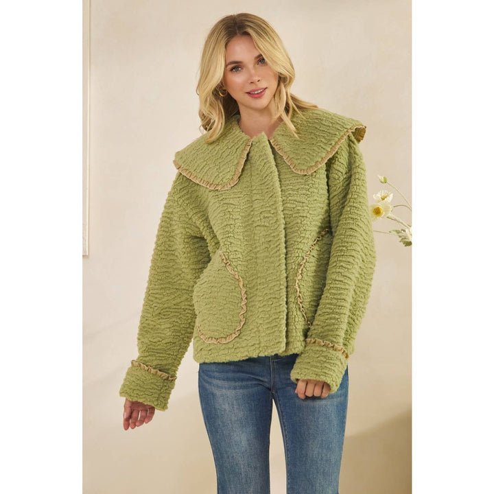 Texture Sherpa Peterpan Collar Short Jacket