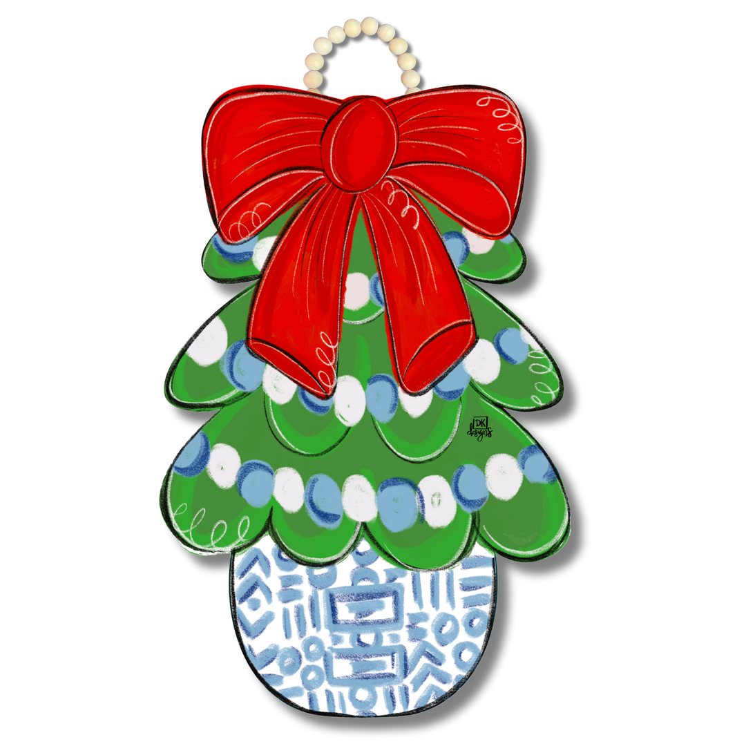 Red Chinoiserie Tree Door Hanger