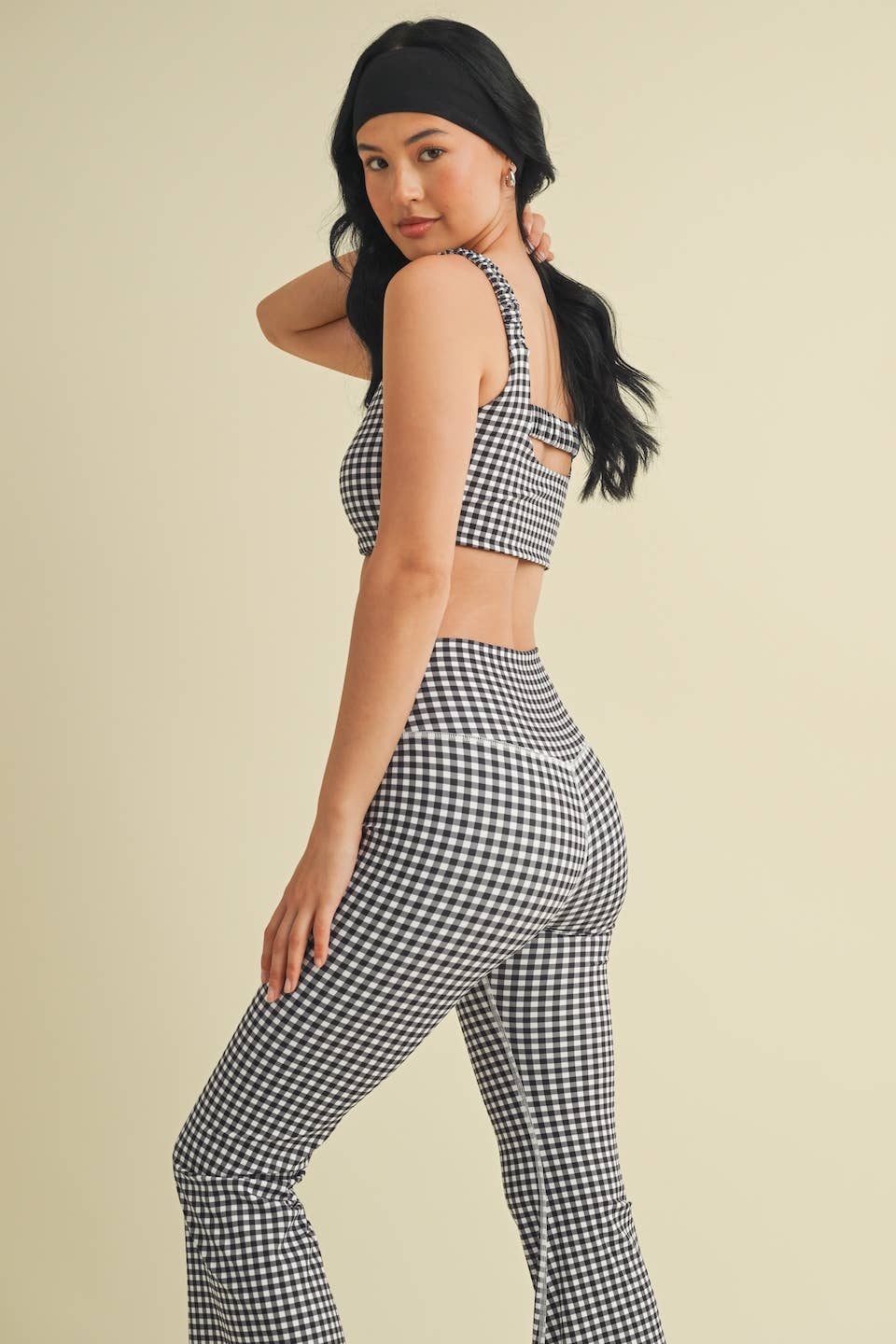 Gingham Print Ruched Bra Top