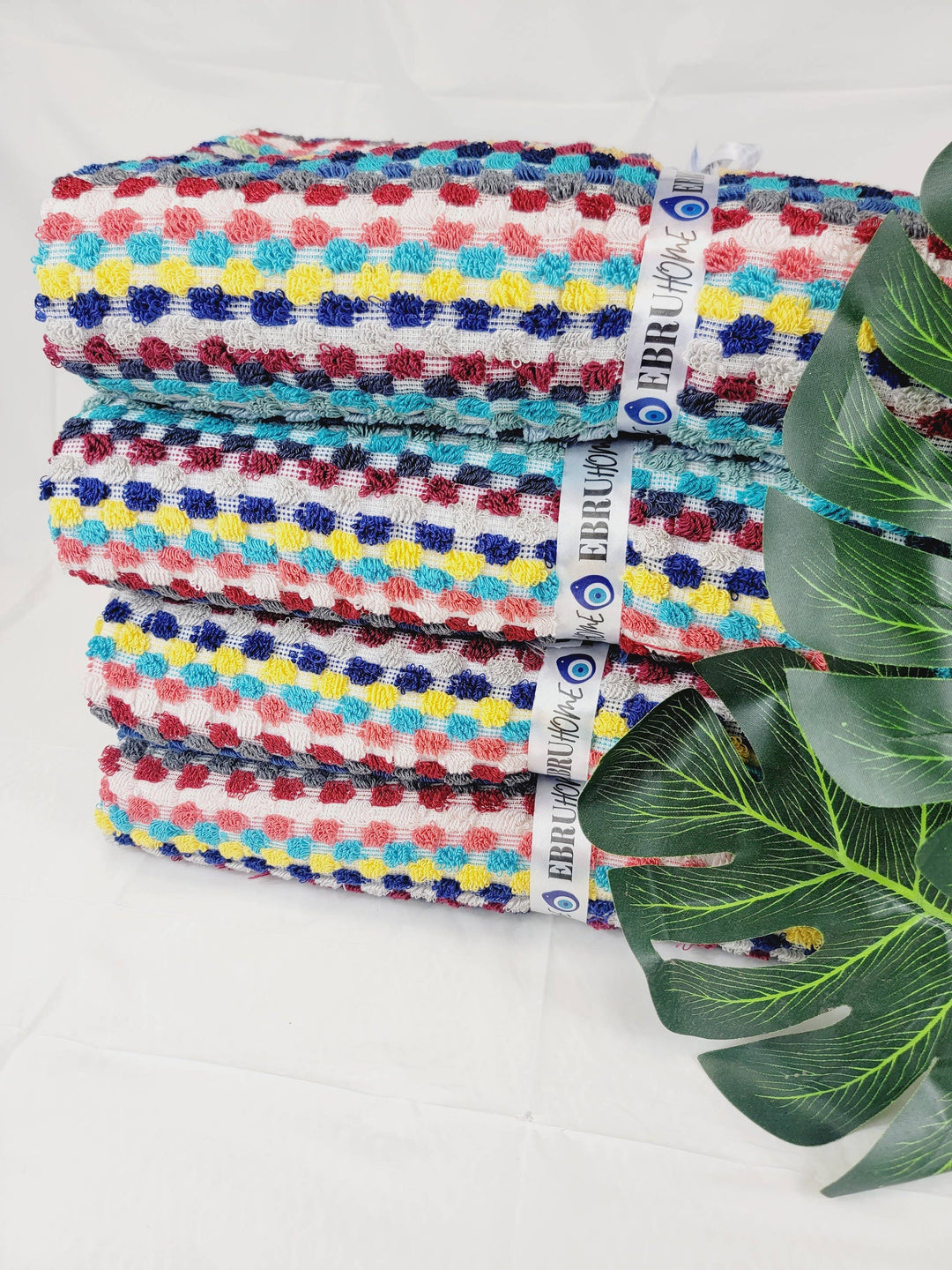 Colorful Organic Turkish Cotton Pom Pom Towel