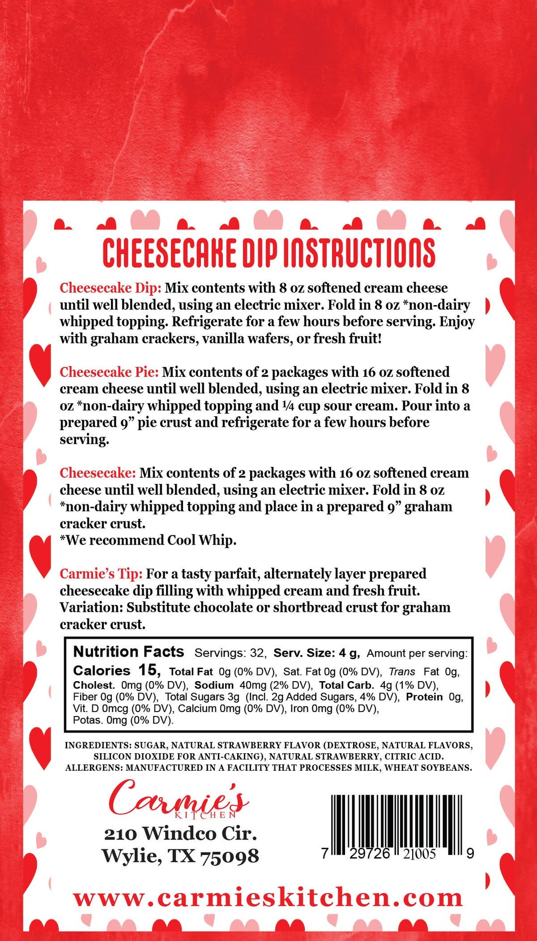 Valentine's Day Strawberries N Cream Cheesecake Dip Gift Box