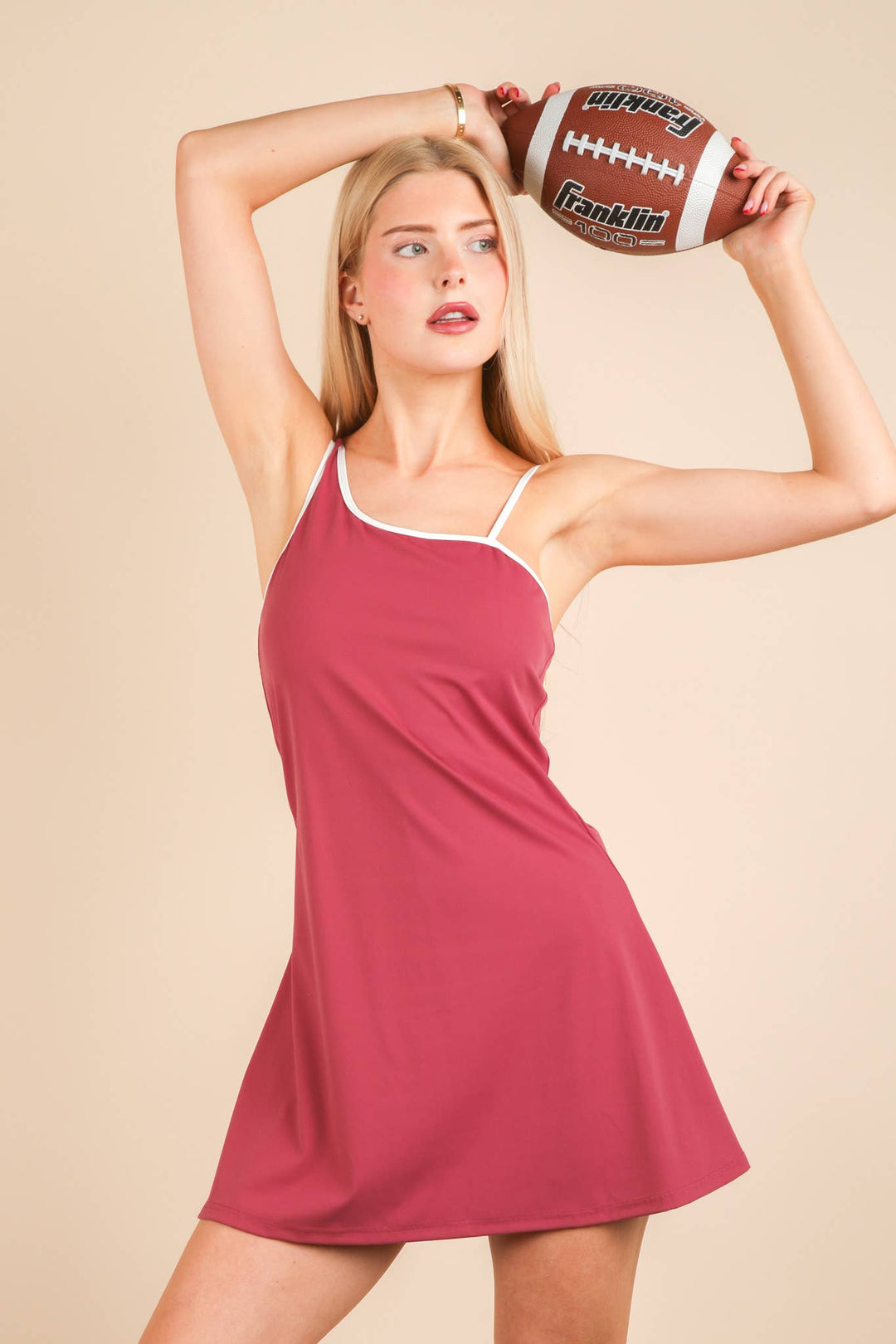 ND31660-Activewear Mini Dress with Inside Lining