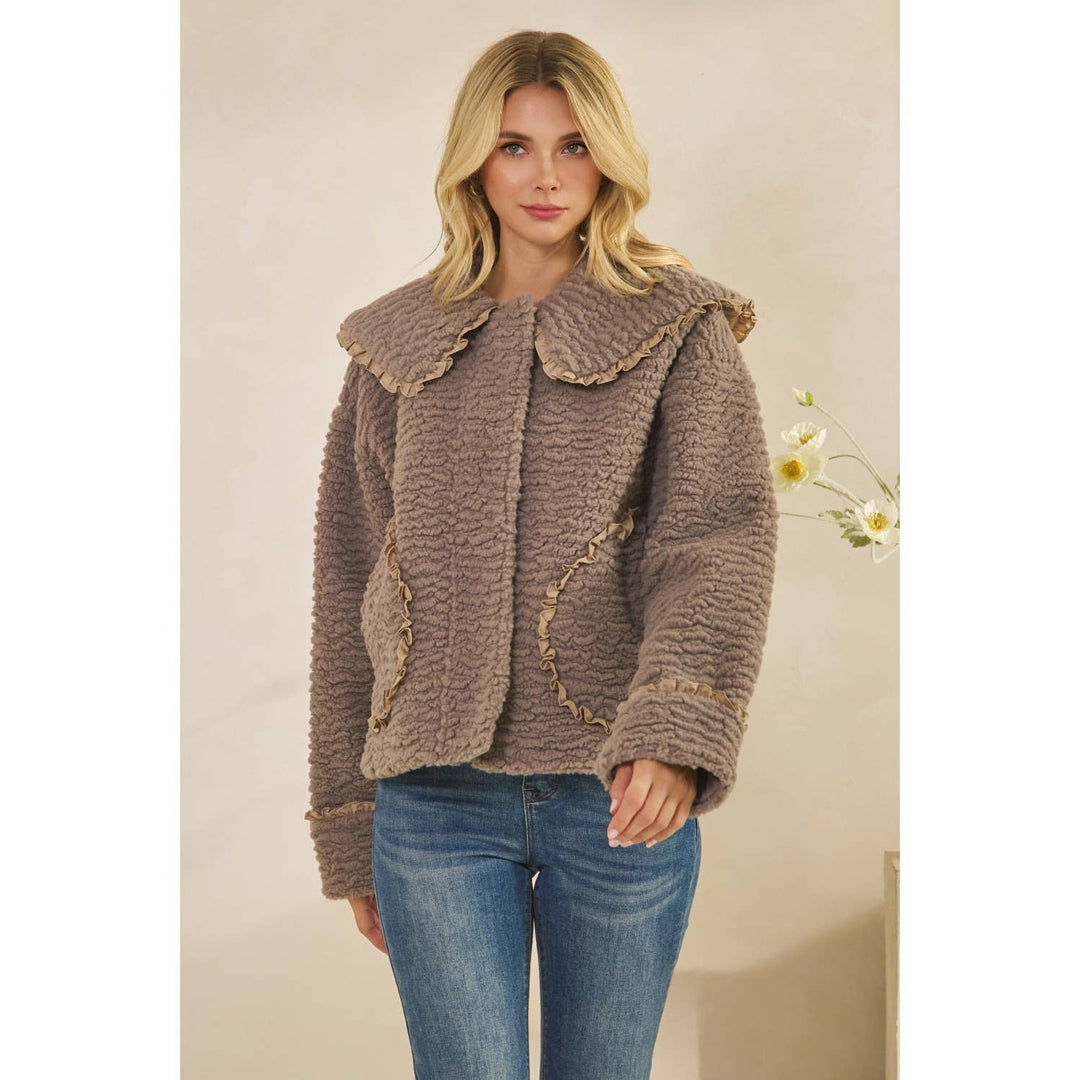 Texture Sherpa Peterpan Collar Short Jacket