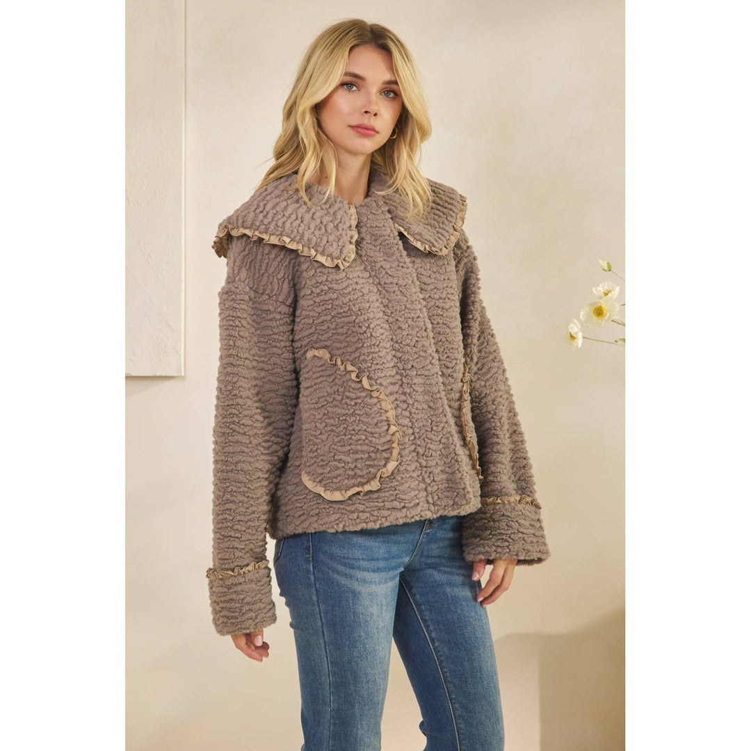 Texture Sherpa Peterpan Collar Short Jacket