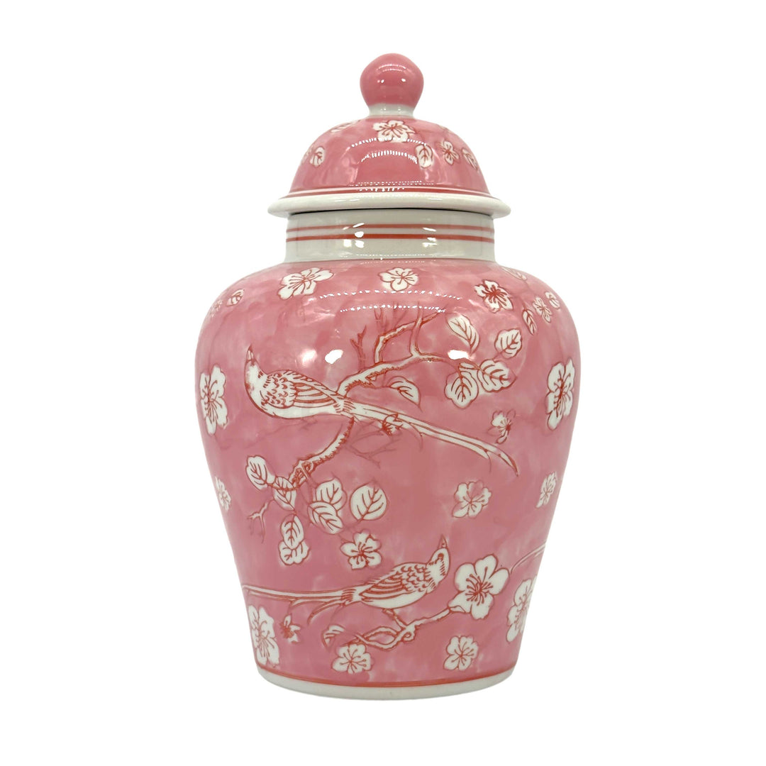 Floral Chinoiserie Ceramic Ginger Jar 12"