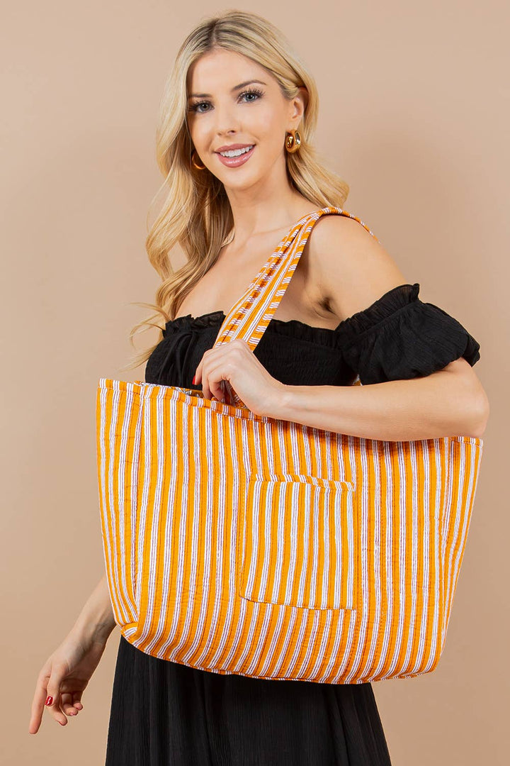 Yellow Floral Quilted Tote Bag