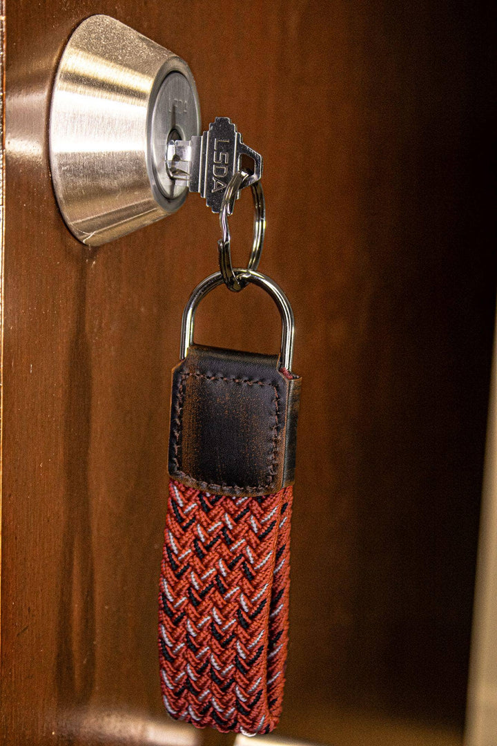 Braided Stretch Woven Red and Black Keychain