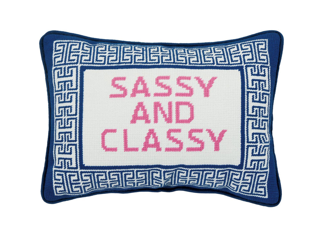 Sassy And Classy Embroidered Needlepoint Style Pillow