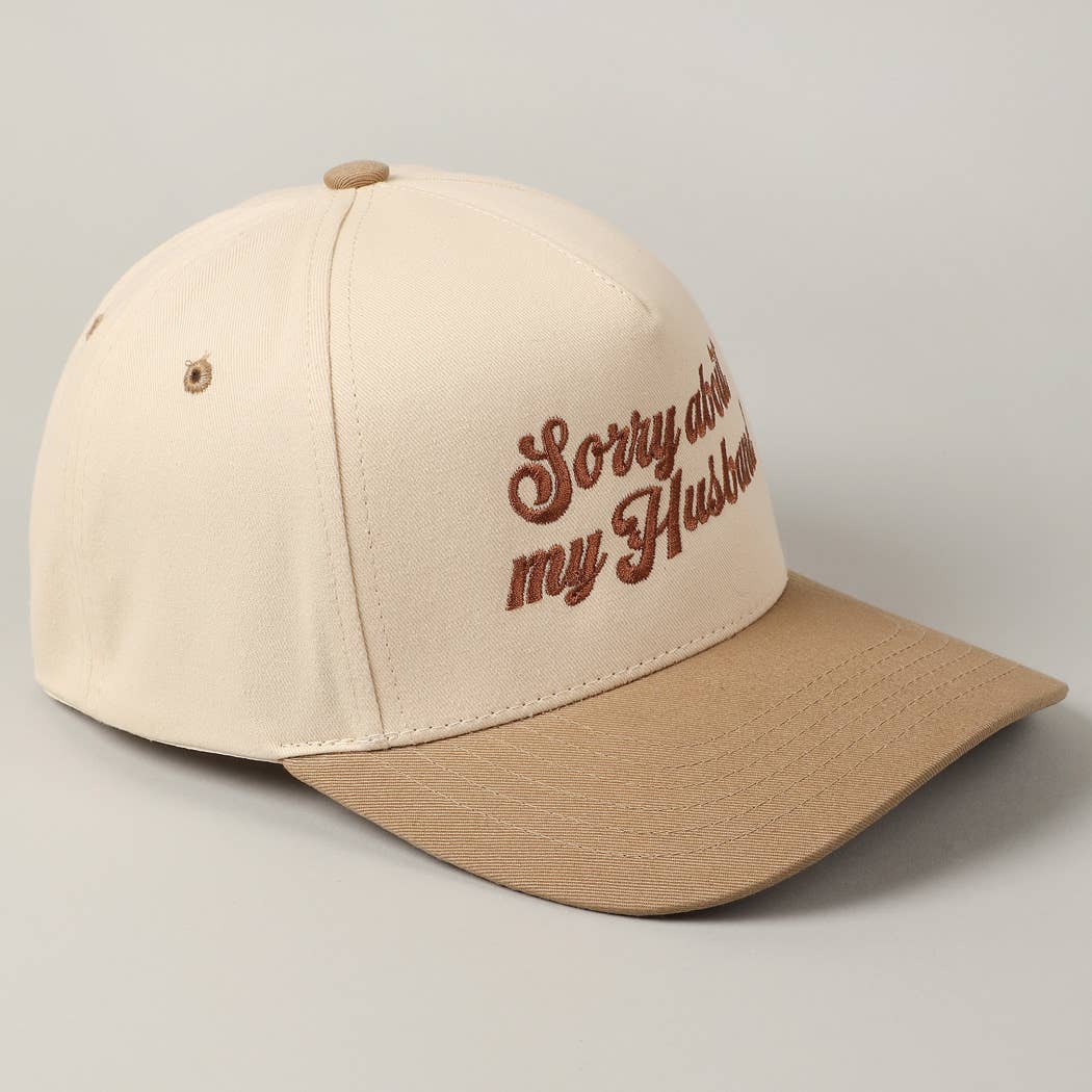 Sorry About My Wife / Husband Embroidery Two-Tone Canvas Cap