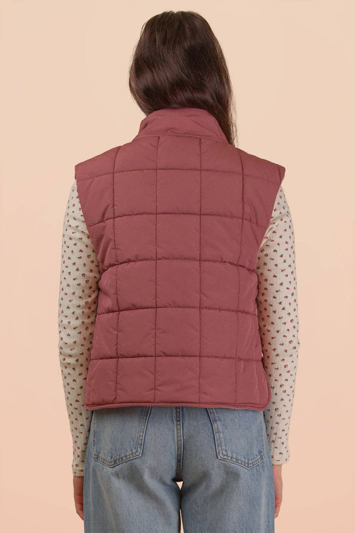 NJ90282-Solid & Leopard Puffer Padded Warm Vest