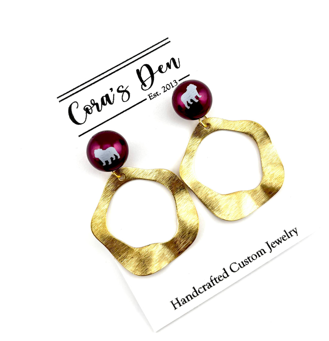 Bulldogs Earrings -Gold Ring