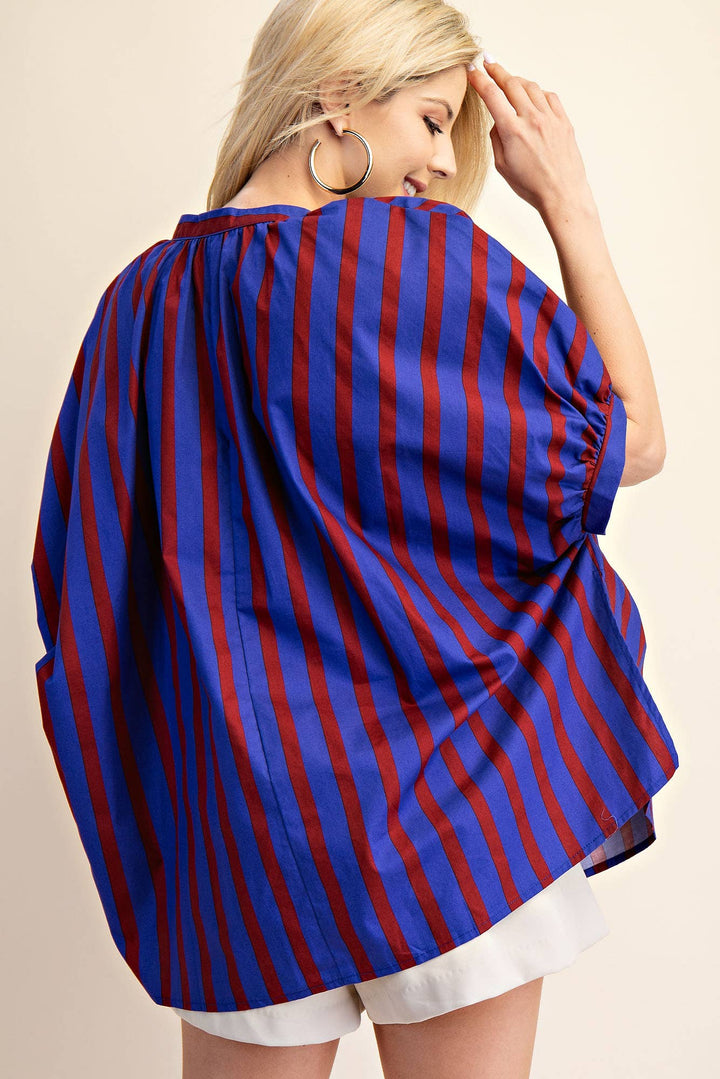 V-Neck Placket Oversized Top
