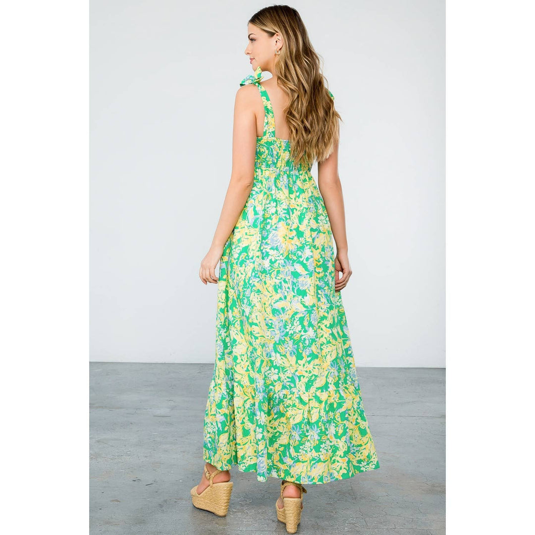 Floral Print Tiered Sleeveless Dress