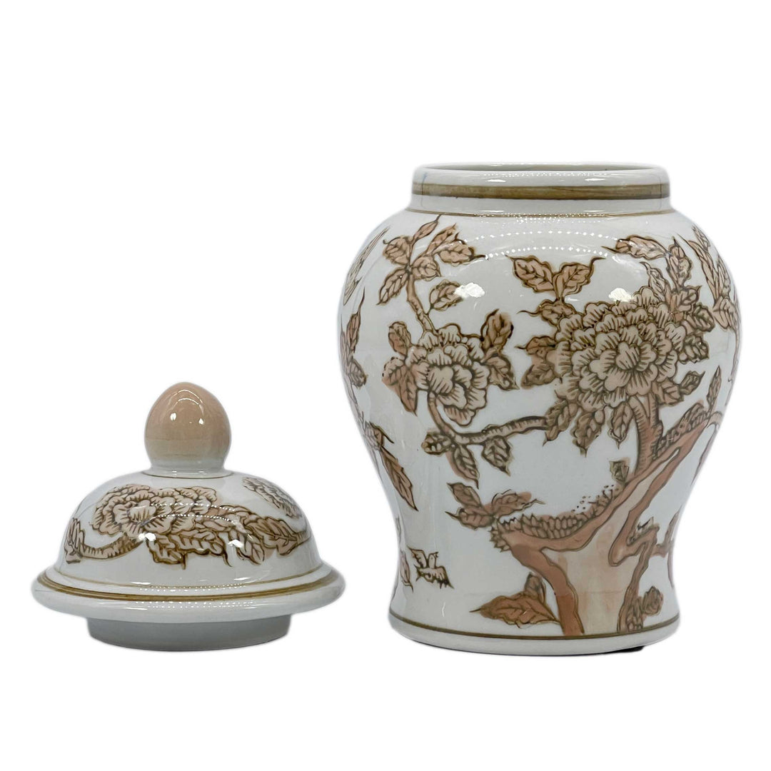 Small Chinoiserie Ceramic Decorative Tea & Ginger Jar 8"