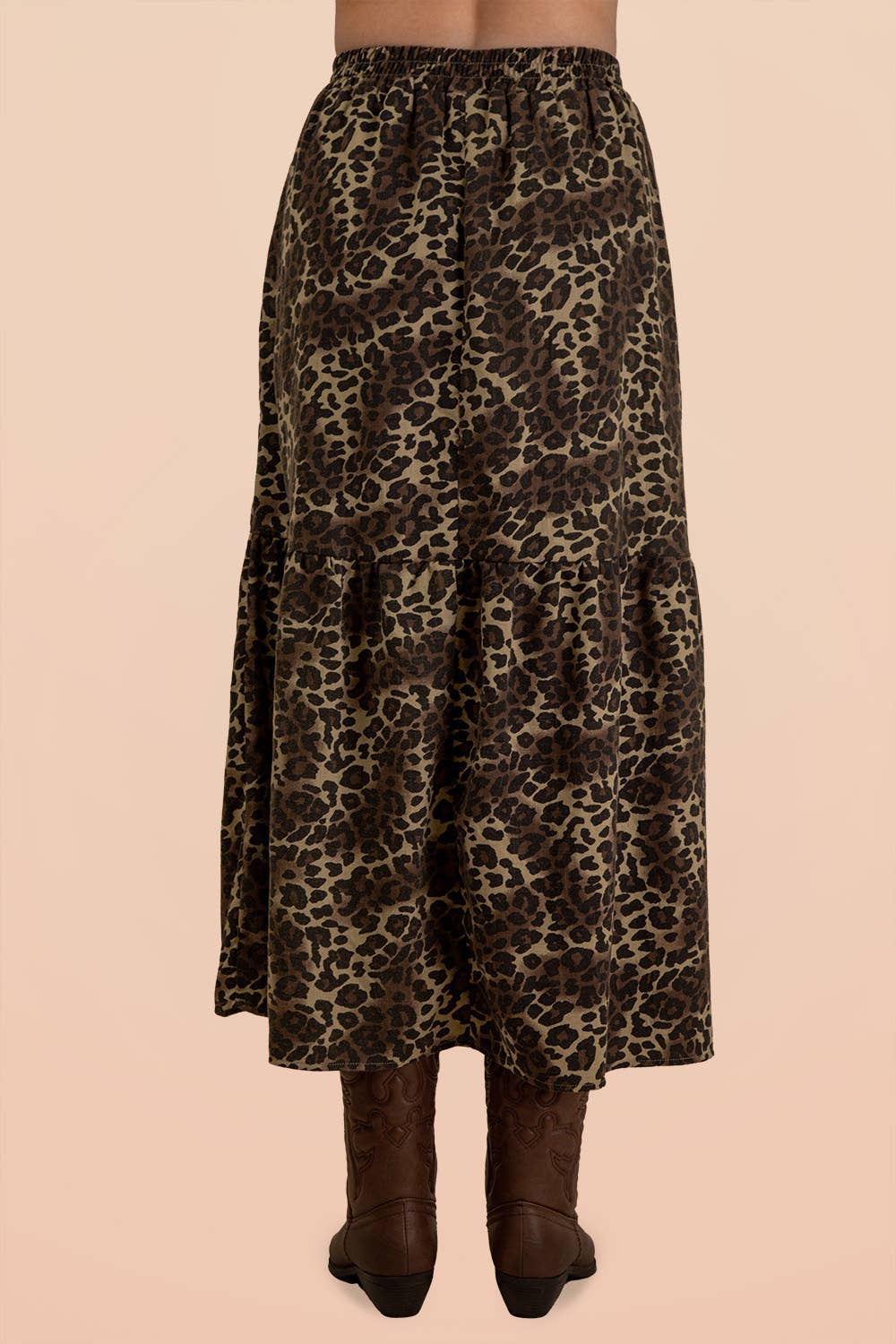 Button Down Leopard Printed Midi Skirt
