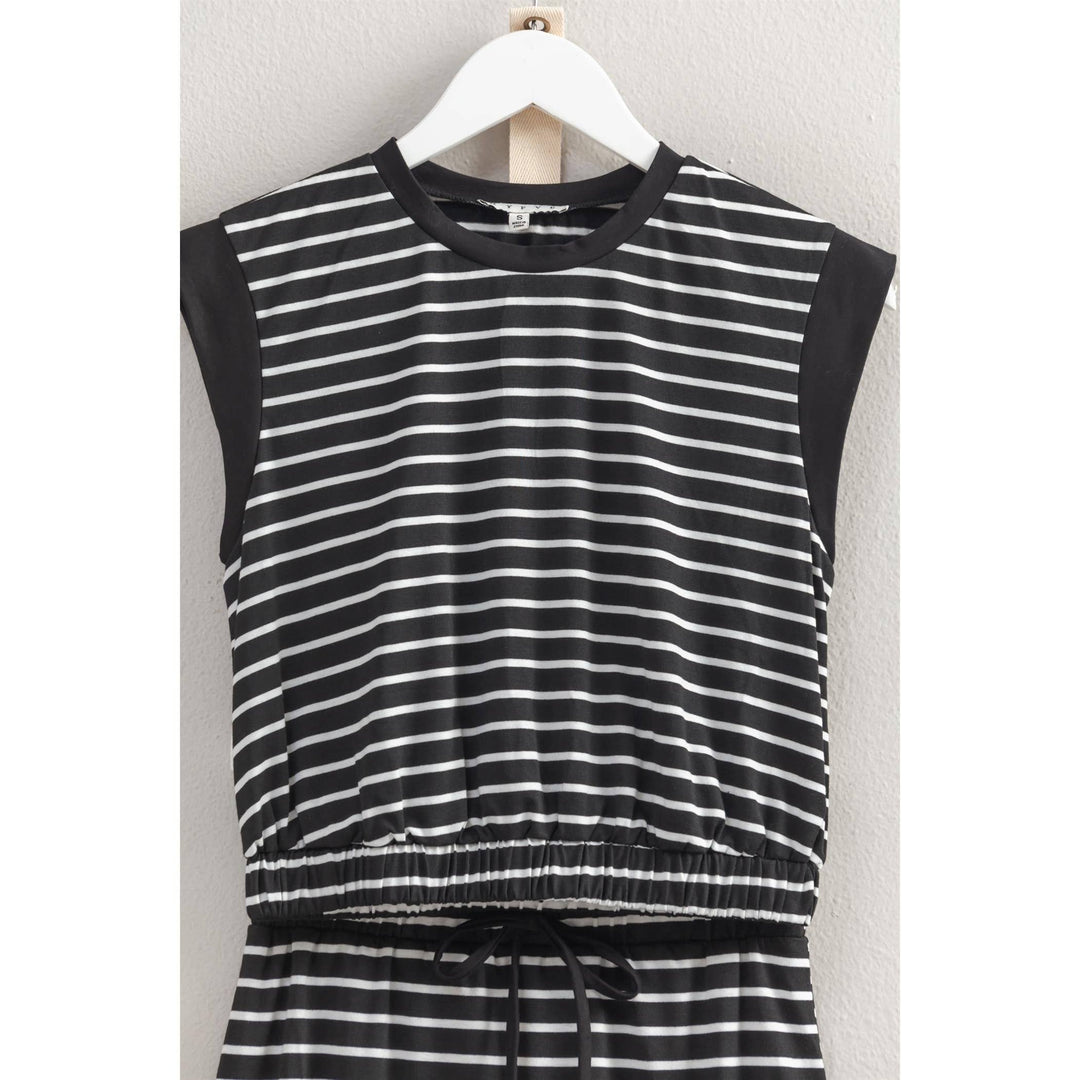 HF25C459-SET-Striped Top And Midi Skirt Knit Set