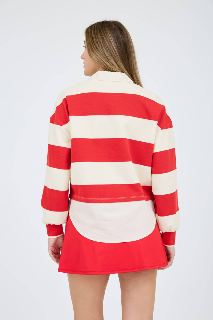 WIDE STRIPE LONG SLEEVE LAYERED KNIT TOP
