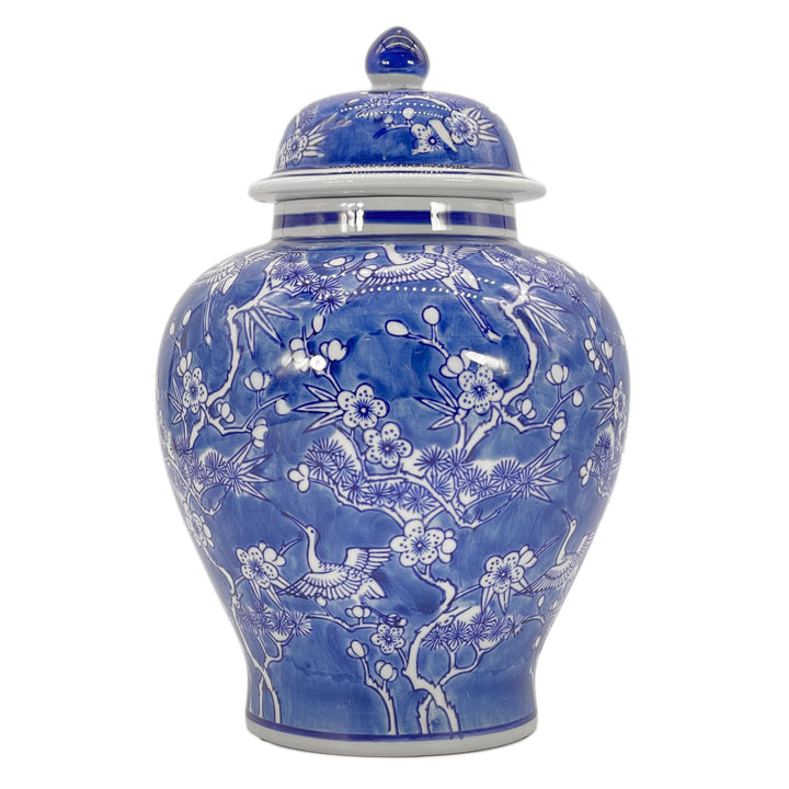 Floral Chinoiserie Ceramic Ginger Jar 12"