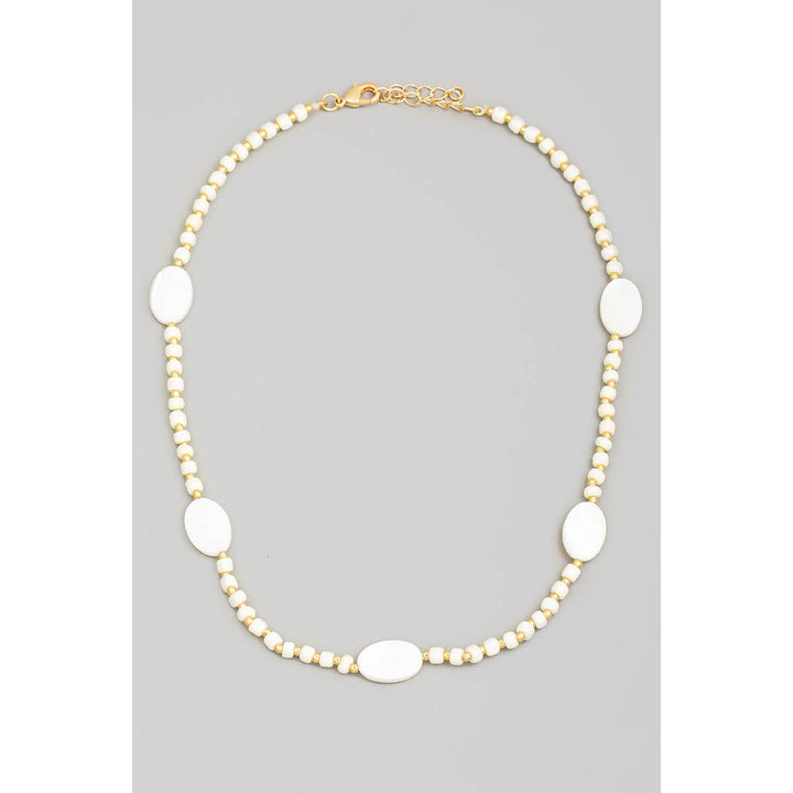 Flat Oval Pearl Beaded Necklace